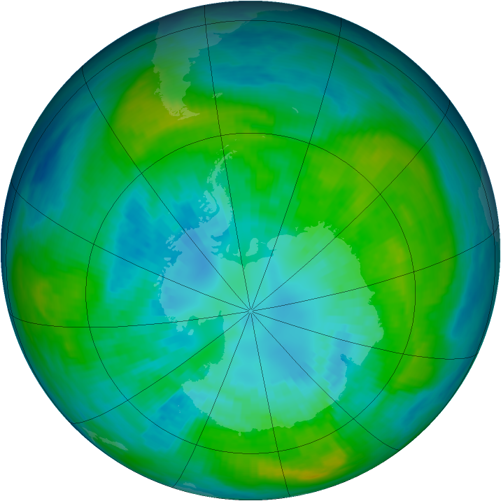 Antarctic ozone map for 08 April 1980